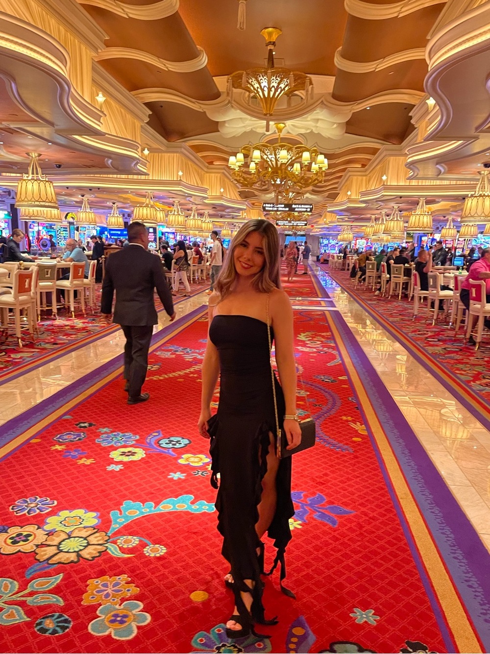 Strapless Black Evening Dress with Side Slit